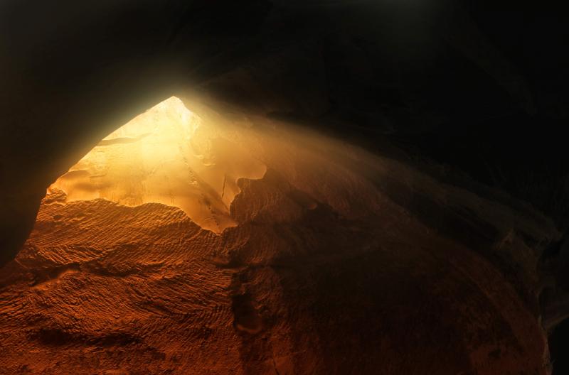 Light coming into dark cave