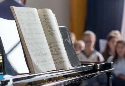 book of music on piano