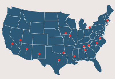 Map depicting 16 faith-led events for world day against the death penalty 2023