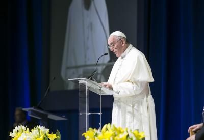 Pope Francis at Podium